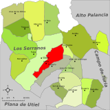 Localización de Calles respecto a la comarca de Los Serranos
