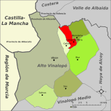 Localización de Campo de Mirra respecto al Alto Vinalopó