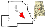 Ubicación en el condado de Chilton y en el estado de Alabama Ubicación de Alabama en EE. UU.