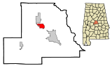 Ubicación en el condado de Chilton y en el estado de Alabama Ubicación de Alabama en EE. UU.