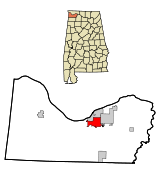Ubicación en el condado de Colbert y en el estado de Alabama Ubicación de Alabama en EE. UU.