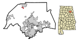 Ubicación en el condado de Etowah y en el estado de Alabama Ubicación de Alabama en EE. UU.