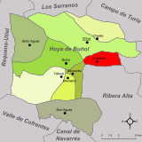 Localización de Godelleta respecto a la comarca de la Hoya de Buñol