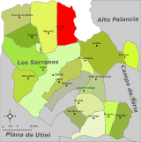 Localización de La Yesa respecto a La Serranía de Valencia