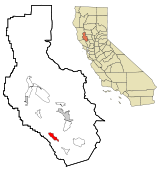 Ubicación en el Lake y en el estado de California Ubicación de California en EE. UU.