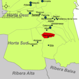 Localización de Beniparrell respecto a la comarca de la Huerta Sur