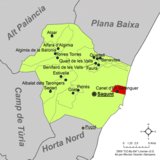 Localización de Canet de Berenguer respecto a la comarca del Campo de Morvedre
