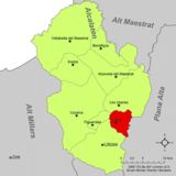 Localización de Costur respecto a la comarca del Alcalatén