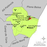 Localización de Faura respecto a la comarca del Camp de Morvedre