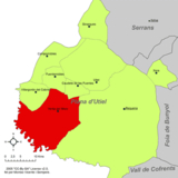Localización de Venta del Moro respecto a la comarca de Requena-Utiel