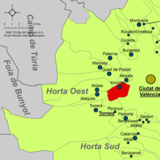 Localización de Xirivella respecto a la Huerta Oeste