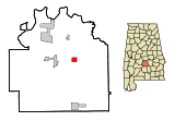 Ubicación en el condado de Covington y en el estado de Alabama Ubicación de Alabama en EE. UU.