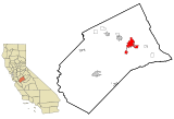 Ubicación en el condado de Merced y en el estado de California Ubicación de California en EE. UU.