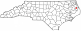 Ubicación en el condado de Tyrrell y en el estado de Carolina del Norte Ubicación de Carolina del Norte en EE. UU.