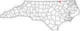 Ubicación en el condado de Northampton y en el estado de Carolina del Norte Ubicación de Carolina del Norte en EE. UU.
