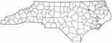 Ubicación en el condado de Martin  y en el estado de Carolina del Norte Ubicación de Carolina del Norte en EE. UU.