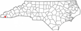 Ubicación en el condado de Clay y en el estado de Carolina del Norte Ubicación de Carolina del Norte en EE. UU.