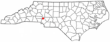 Ubicación en el condado de Mecklenburg y en el estado de Carolina del Norte Ubicación de Carolina del Norte en EE. UU.