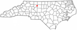 Ubicación en el condado de Forsyth y condado de Guilford y en el estado de Carolina del Norte Ubicación de Carolina del Norte en EE. UU.