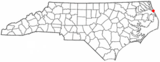 Ubicación en el condado de Dare y en el estado de Carolina del Norte Ubicación de Carolina del Norte en EE. UU.