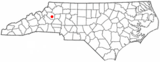 Ubicación en el condado de Caldwell y en el estado de Carolina del Norte Ubicación de Carolina del Norte en EE. UU.