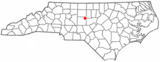 Ubicación en el condado de Randolph y en el estado de Carolina del Norte Ubicación de Carolina del Norte en EE. UU.
