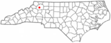 Ubicación en el condado de Wilkes y en el estado de Carolina del Norte Ubicación de Carolina del Norte en EE. UU.