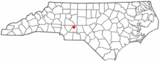 Ubicación en el condado de Stanly y en el estado de Carolina del Norte Ubicación de Carolina del Norte en EE. UU.