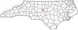Ubicación en el condado de Chatham y en el estado de Carolina del Norte Ubicación de Carolina del Norte en EE. UU.