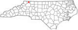 Ubicación en el condado de Alleghany y en el estado de Carolina del Norte Ubicación de Carolina del Norte en EE. UU.