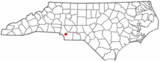 Ubicación en el condado de Union y condado de Mecklenburg y en el estado de Carolina del Norte Ubicación de Carolina del Norte en EE. UU.