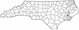 Ubicación en el condado de Pamlico y en el estado de Carolina del Norte Ubicación de Carolina del Norte en EE. UU.