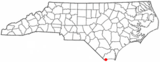 Ubicación en el condado de Brunswick y en el estado de Carolina del Norte Ubicación de Carolina del Norte en EE. UU.