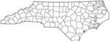 Ubicación en el condado de Pender y en el estado de Carolina del Norte Ubicación de Carolina del Norte en EE. UU.