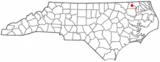 Ubicación en el condado de Hertford y en el estado de Carolina del Norte Ubicación de Carolina del Norte en EE. UU.