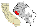 Ubicación en el condado de Orange y en el estado de California Ubicación de California en EE. UU.