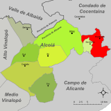 Localización de Penáguila respecto al Alcoiá