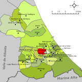Localización de Real de Gandía respecto a la comarca de la Safor