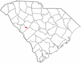 Ubicación en el condado de Edgefield y en el estado de Carolina del Sur Ubicación de Carolina del Sur en EE. UU.