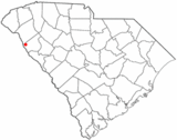 Ubicación en el condado de Abbeville y en el estado de Carolina del Sur Ubicación de Carolina del Sur en EE. UU.