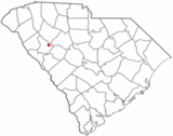 Ubicación en el condado de Greenwood y en el estado de Carolina del Sur Ubicación de Carolina del Sur en EE. UU.
