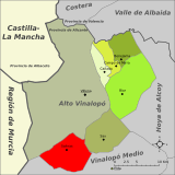 Localización de Salinas respecto a la comarca del Alto Vinalopó