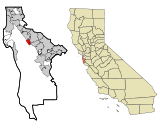 Ubicación en el condado de San Mateo y en el estado de California Ubicación de California en EE. UU.