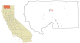 Ubicación en el condado de Siskiyou y en el estado de California Ubicación de California en EE. UU.