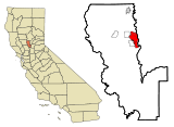 Ubicación en el condado de Sutter y en el estado de California Ubicación de California en EE. UU.