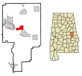 Ubicación en el condado de Tallapoosa y en el estado de Alabama Ubicación de Alabama en EE. UU.