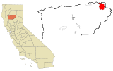 Ubicación en el condado de Tehama y en el estado de California Ubicación de California en EE. UU.