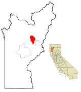 Ubicación en el condado de Trinity y en el estado de California Ubicación de California en EE. UU.