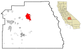 Ubicación en el condado de Tulare y en el estado de California Ubicación de California en EE. UU.