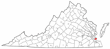 Ubicación en el estado de Virginia Ubicación de Virginia en EE. UU.